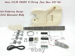 Complete No-Soldering 4-String Haze Bass Guitar DIY Kit, S-S Pickups, HSJB 19580