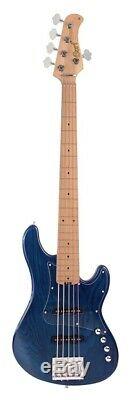 Cort Deluxe GB75JJ 5 string Electric Bass Guitar Maple Neck Hipshot tuners Blue