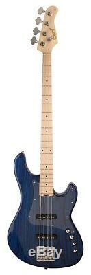 Cort GB74JH 4 String Electric Bass Guitar Swamp Ash Body Hipshot Tuners Blue