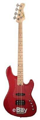 Cort GB75JH 5 String Electric Bass Guitar Swamp Ash Body Hipshot Tuners Red