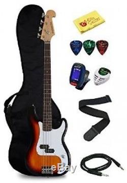 Crescent Electric Bass Guitar Starter Kit Sunburst Color Includes CrescentTM