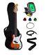 Crescent Electric Bass Guitar Starter Kit Sunburst Color Tuner Case bag Picks