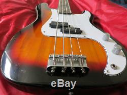 Crescent Sunburst 4 String Electric Bass Guitar Used