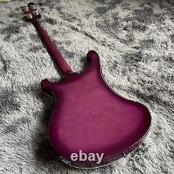 Custom purple 4-string electric bass guitar, closed knob tuners