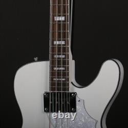 Customized White Electric Bass Guitar 4 Strings HH Pickups Trapeze Tailpiece