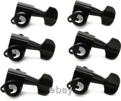 D'Addario Auto-Trim Locking Tuning Machines 6 In-line Black