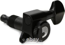 D'Addario Auto-Trim Locking Tuning Machines 6 In-line Black