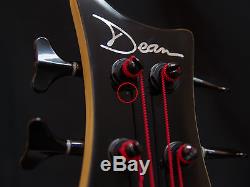 DEAN Edge 6 FRETLESS 6-string BASS guitar Trans Black E6 with CASE Grover Tuners