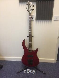 Dean Edge Bass Passive Red with gig bag strap tuner