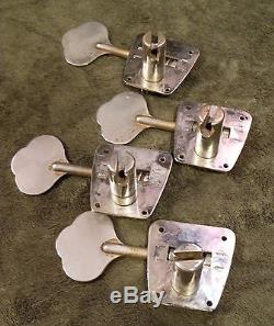 EARLY 1970's FENDER BASS TUNERS, SET OF (4), NICKEL, NICE SHAPE OVERALL