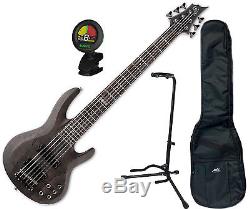 ESP LTD B-206 SM STBLKS 6 String Electric Bass with Gig Bag, Stand, and Tuner