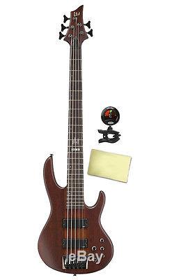 ESP LTD D5 5 String Electric Bass Guitar with Tuner and Cleaning Cloth