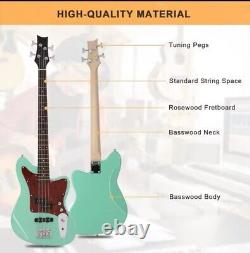 Electric Bass Guitar 4 String Beginner Kit With20w Amp, Digital Tuner, Cable, Strap