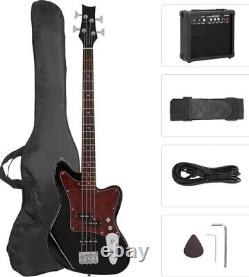 Electric Bass Guitar 4 String Beginner Kit With20w Amp, Digital Tuner, Cable, Strap