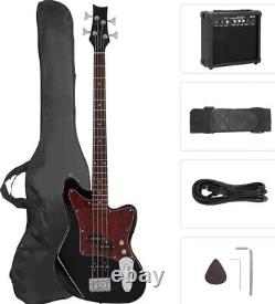 Electric Bass Guitar 4 String Beginner Kit With20w Amp, Digital Tuner, Cable, Strap