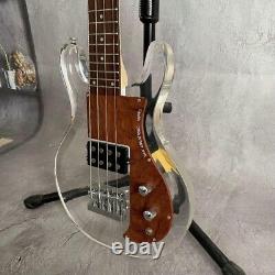 Electric Bass Guitar Acrylic Body H Pickup Chrome Hardware 4 Strings Maple Neck