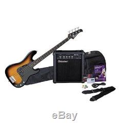 Electric Bass Guitar Kit Amp Digital Tuner DVD Strings Strap Pick Cable Bag NEW
