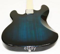 Electric Bass Guitar Starter Kit Transparent Blue Color + Amp tm Digital E-Tuner