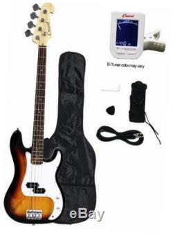 Electric bass guitar starter kit sunburst color includes crescenttm digital