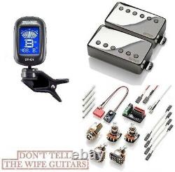 Emg 57 + 66 Chrome Active Humbucker Set Standard Spaced Short Shaft Pots (tuner)