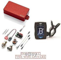 Emg 81 Red Active Humbucker Guitar Pickup Short Shaft Pots & Wiring (tuner)