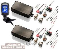 Emg 81x & 60x Brushed Black Chrome Humbucker Set Short Shaft Pots & Wires +tuner