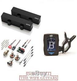 Emg Jcs Set Black Jazz Bass Active Pickups & Pots (guitar Tuner) Ceramic & Steel