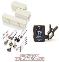 Emg Pjx Set Ivory P & Jazz J Bass Active Pickup Set & Wires Pj-x (guitar Tuner)