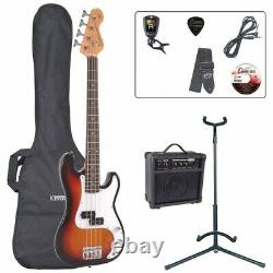 Encore E20 7/8 Beginners Bass Guitar Bundle Sunburst