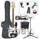 Encore E4 Bass Guitar Bundle Left Hand Black