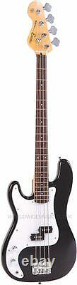 Encore E4 Left Handed Electric Bass Guitar Outfit Black Everything included