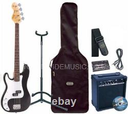 Encore E4 Left Handed Electric Bass Guitar Outfit Black Everything included