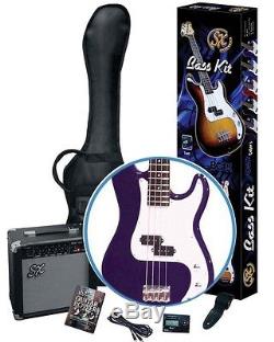 Essex Electric Bass Guitar & Amplifier Package Purple + Bag Strap Tuner Lead DVD