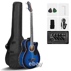 FAST, FREE SHIPPING? Acoustic-Electric Bass Guitar +Soft Case/Gig Bag