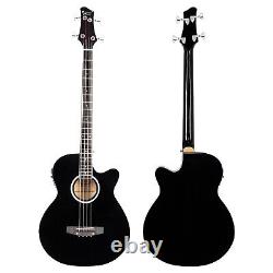 FAST, FREE SHIPPING? Acoustic-Electric Bass Guitar +Soft Case/Gig Bag +More