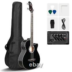 FAST, FREE SHIPPING? Acoustic-Electric Bass Guitar +Soft Case/Gig Bag +More