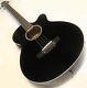 FAST, FREE SHIPPING? Acoustic-Electric Jet Black Bass Guitar +Soft Case