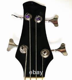 FAST, FREE SHIPPING? Acoustic-Electric Jet Black Bass Guitar +Soft Case