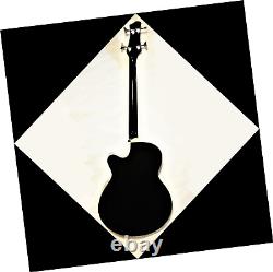 FAST, FREE SHIPPING? Acoustic-Electric Jet Black Bass Guitar +Soft Case