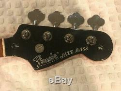 FENDER style Custom Built JAZZ BASS FRETLESS Maple Guitar NECK, 70s Decal, &TUNERS