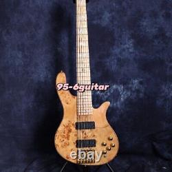 Factory Burl Veneer Electric Bass Guitar Maple Body & Fretboard Gold Hardware