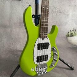 Factory Fruit Green Electric Bass Guitar 4 Strings Active Pickups Bongo Shaped