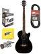 Fender CB-60SCE BLK Solid Spruce Top A/E Bass Guitar with Effin Tuner and More