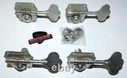 Fender Flea Jazz Bass Tuner Peg Set Relic Inline Tuning Chrome Guitar Parts P