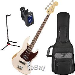 Fender Flea Signature Bass Guitar Roadworn Shell Pink with Stand and Tuner