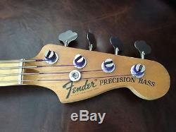 Fender P bass fretless, custom shop body, vintage 70s maple neck & tuners, case