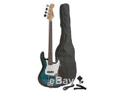 Fever 4-String Blue Electric Jazz Bass WithGig Bag, Tuner, Cable & Strap, JB43-BL