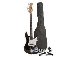 Fever 4-String Electric Jazz Bass Style with Gig Bag, Clip on Tuner, Cable