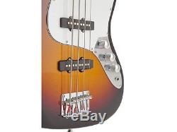 Fever 4-String Electric Jazz Bass Sunburst WithBag, Tuner, Cable & Strap, JB43-SB