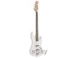 Fever 4-String White Electric Jazz Bass WithGig Bag, Tuner, Cable & Strap, JB43-WH